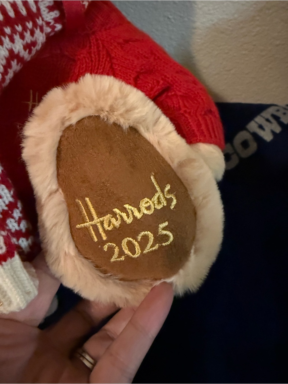 Harrods Red Holiday Bear with Knit Hat & Scarf - Picture 2 of 6